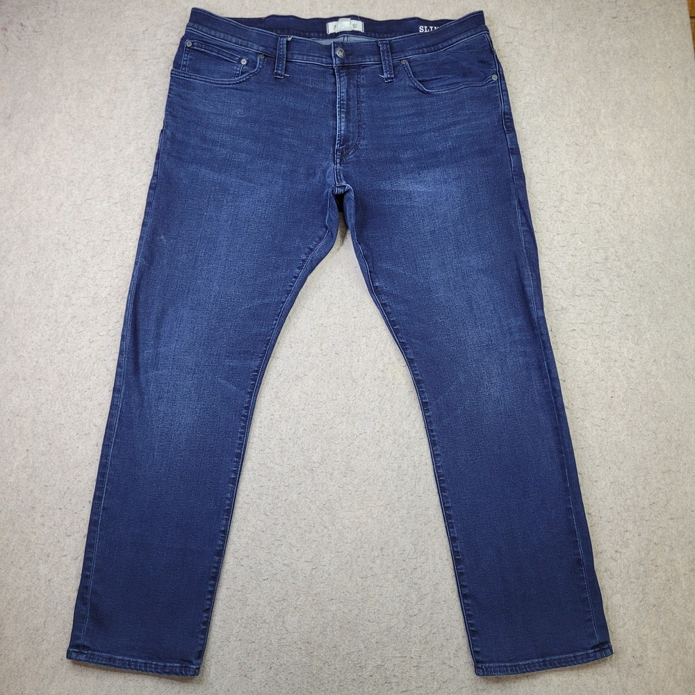 Madewell Jeans Mens 40x32‎ Slim Fit Blue Dark Wash Straight Stretch Denim